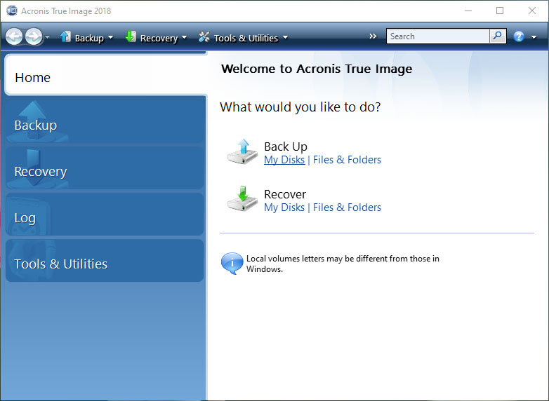 Instructions for using Acronis True Image software